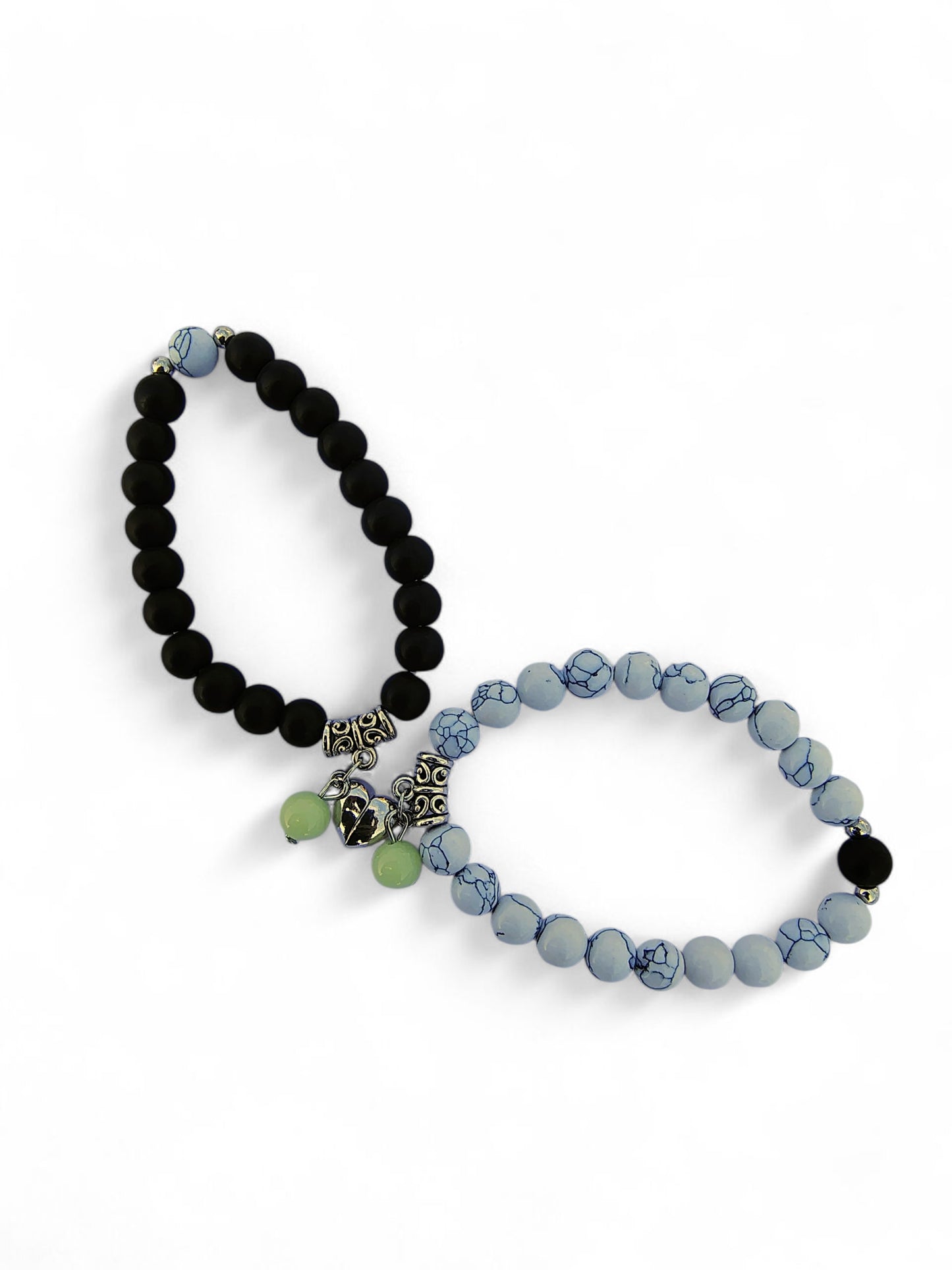 “Magnetic Heart Couple Bracelet – Black & White Onyx Howlite | Love Connection by Pookie Box