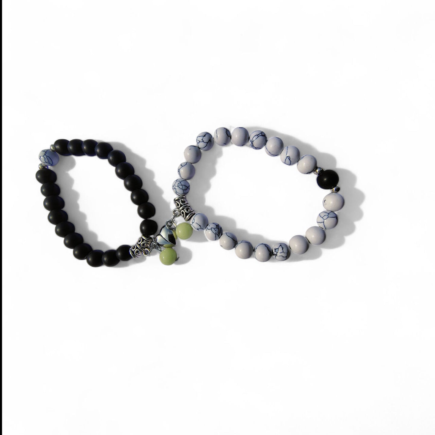 “Magnetic Heart Couple Bracelet – Black & White Onyx Howlite | Love Connection by Pookie Box