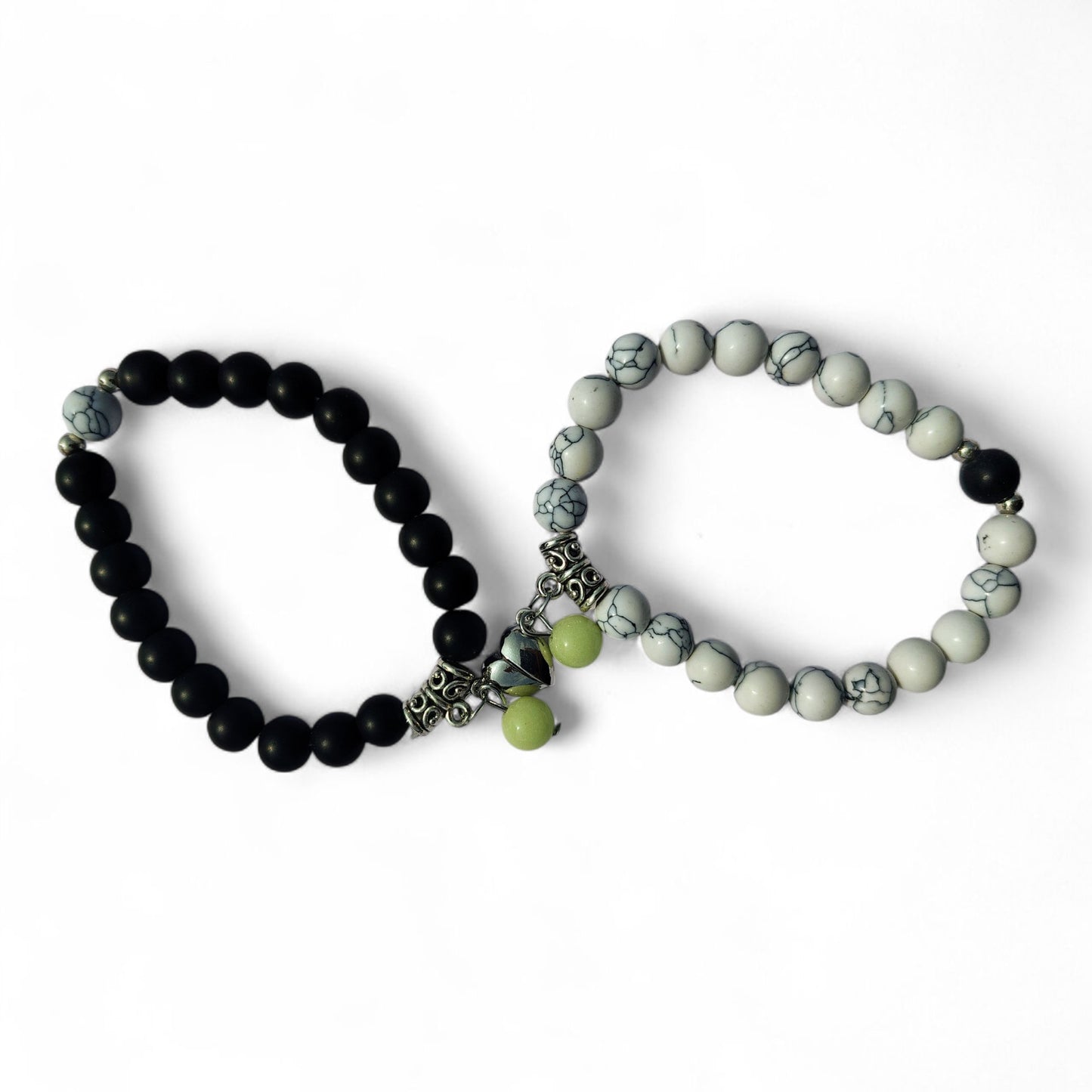 “Magnetic Heart Couple Bracelet – Black & White Onyx Howlite | Love Connection by Pookie Box