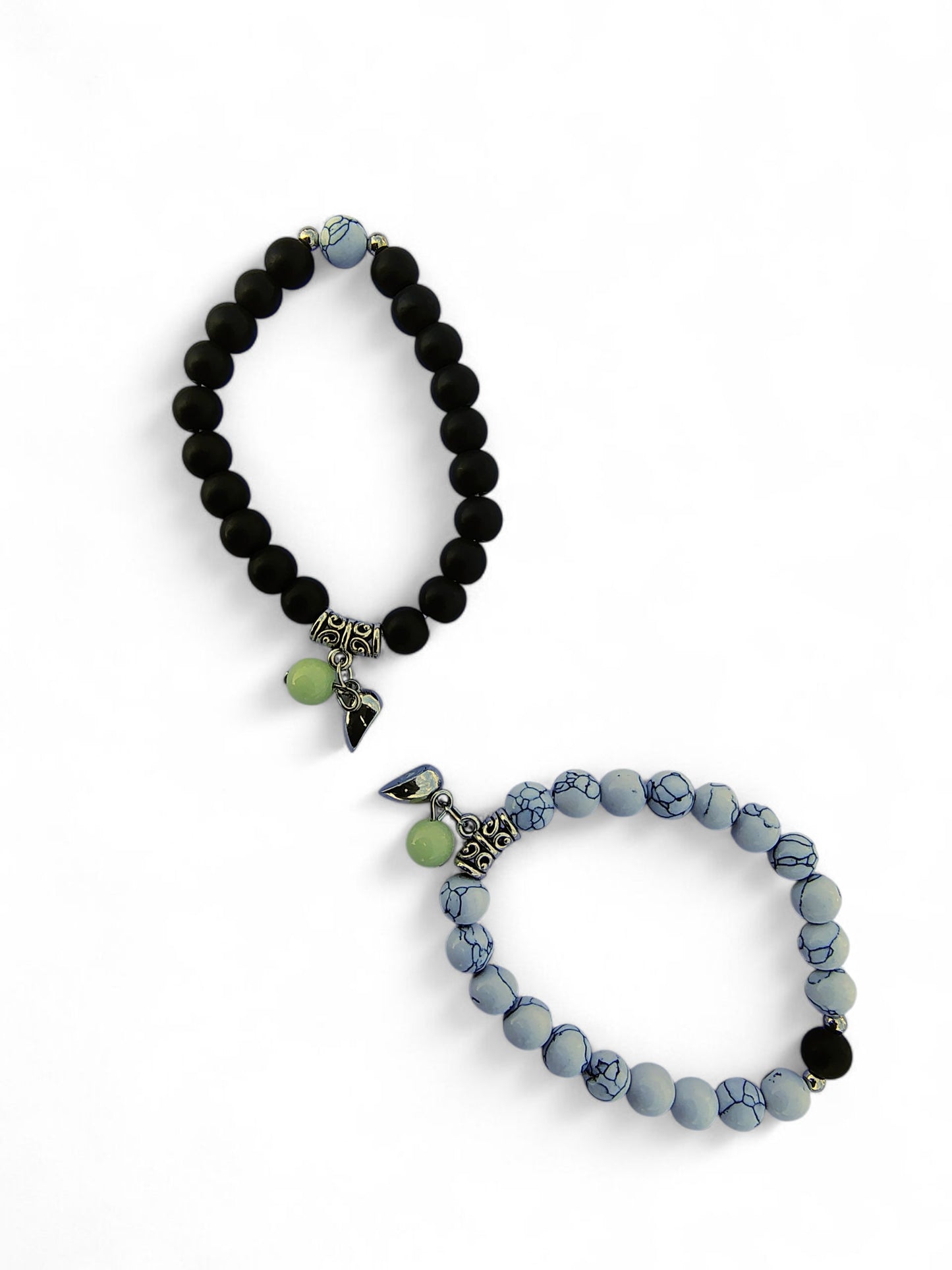 “Magnetic Heart Couple Bracelet – Black & White Onyx Howlite | Love Connection by Pookie Box